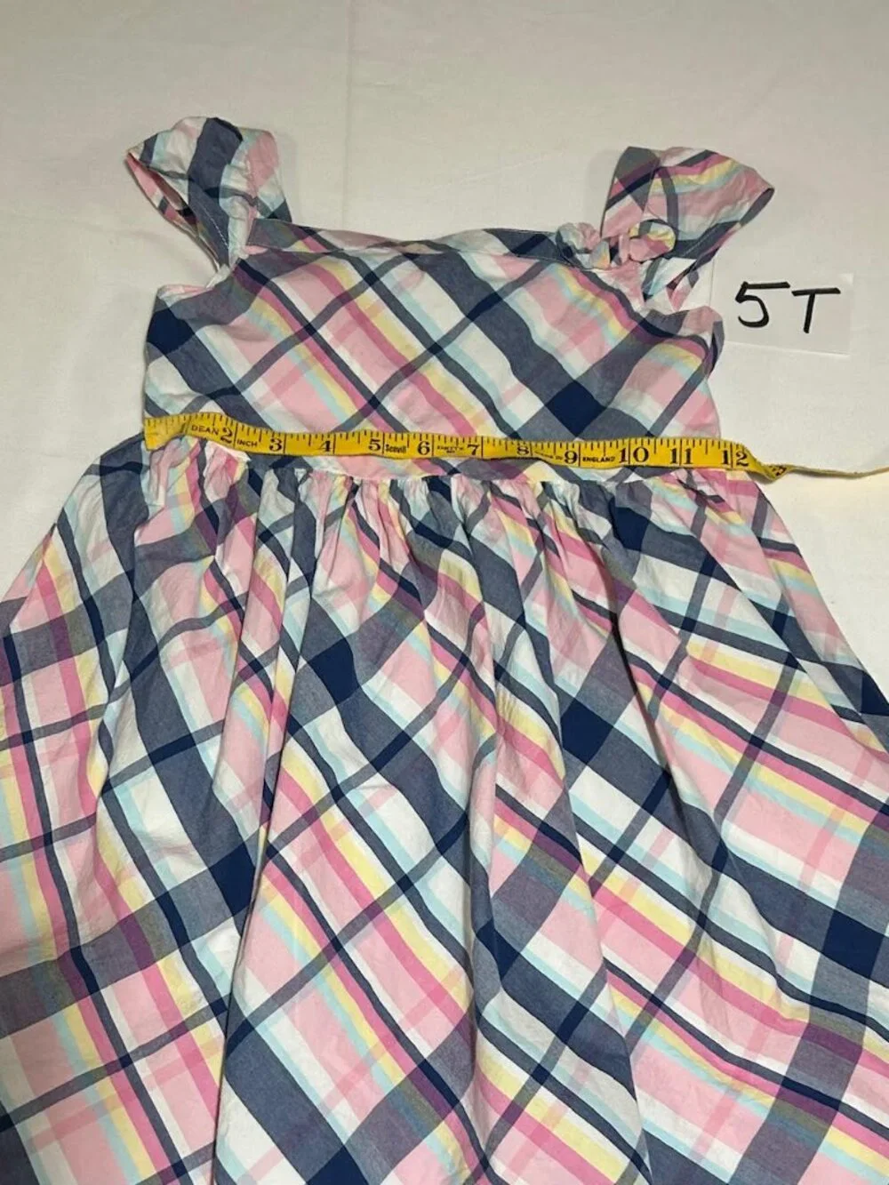 Gymboree Girls 5T Pink Blue Pastel Plaid Short Sleeve Spring Celebrations Dress